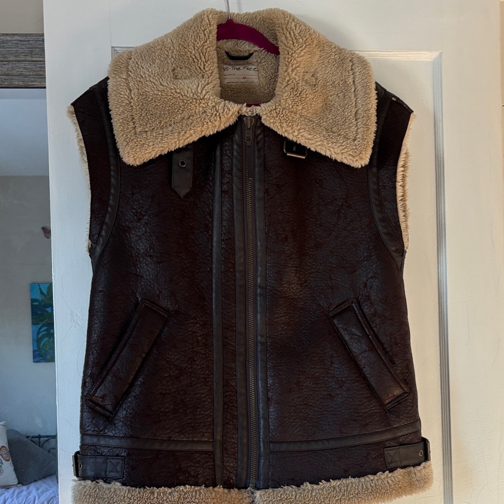 We The Free Cream Shearling Vest